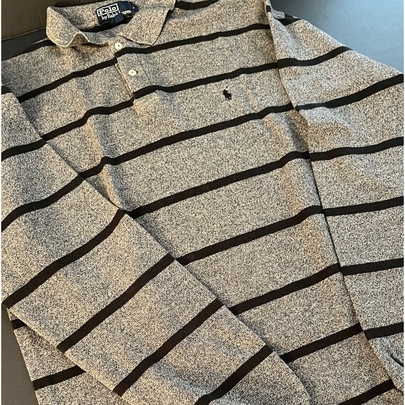 Vintage Polo Ralph Lauren Long Sleeve Gray and Black Striped Shirt. - Picture 6 of 13